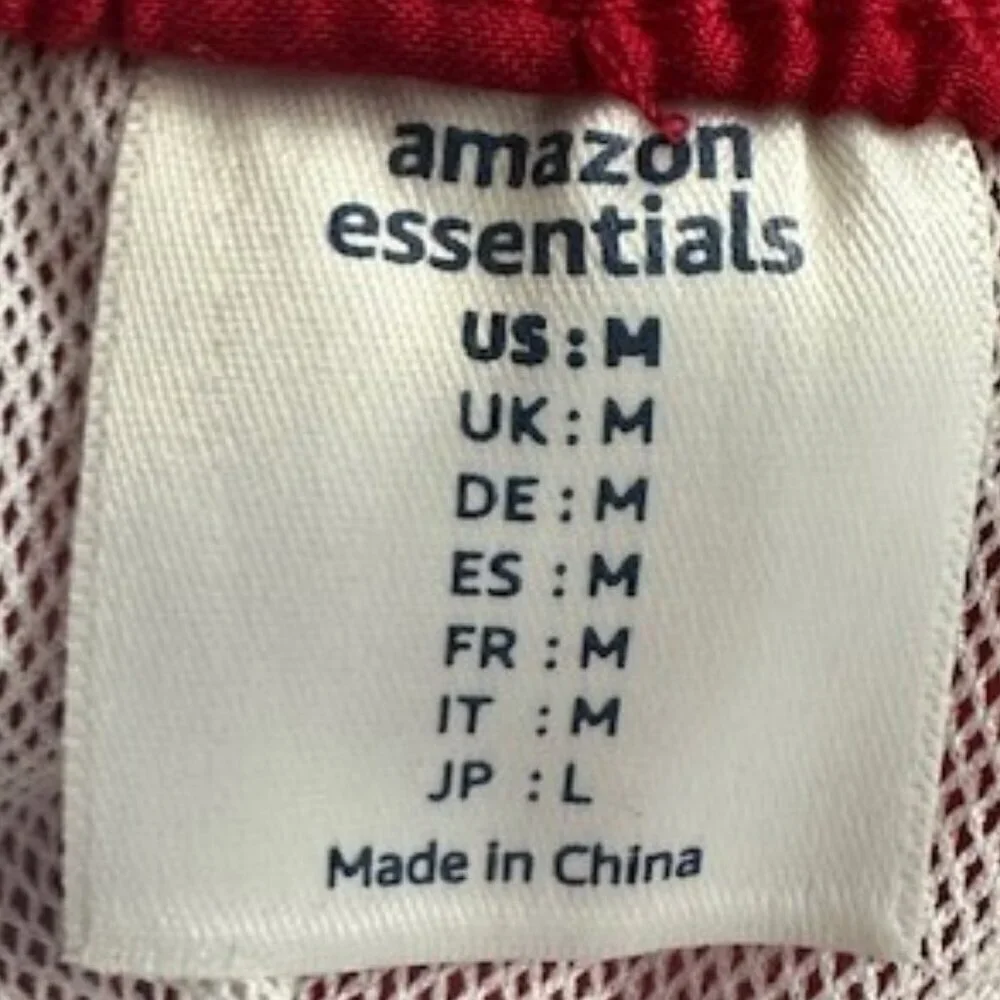 Amazon Essentials Men's M Swim Trunks Short Red Lined Drawstring Pocket NWOT NEW